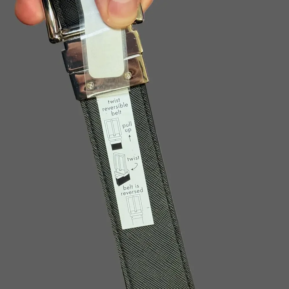 Michael Kors Women's Monogram Reversible Twist Belt Black L